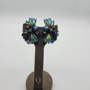 Vintage Florenza Molded Glass Tulip Clip-On Climber Earrings